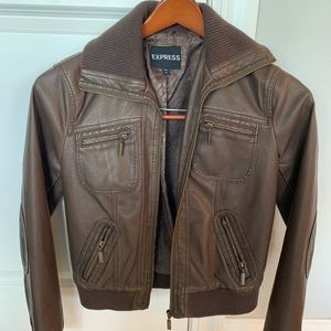 Faux Leather Bomber Jacket
